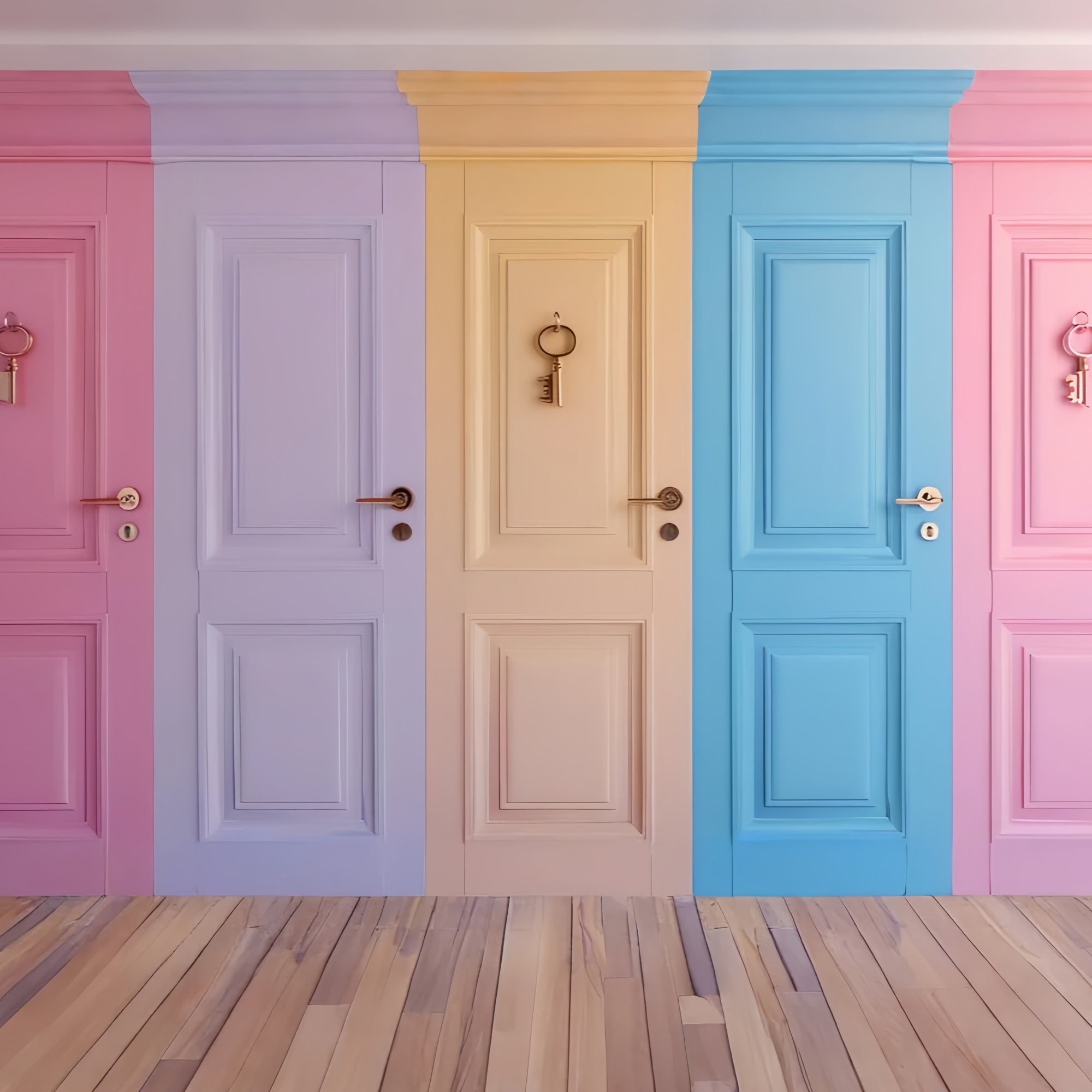 Vintage Wall Backdrop Vibrant Pastel Doors Backdrop CSH2-263