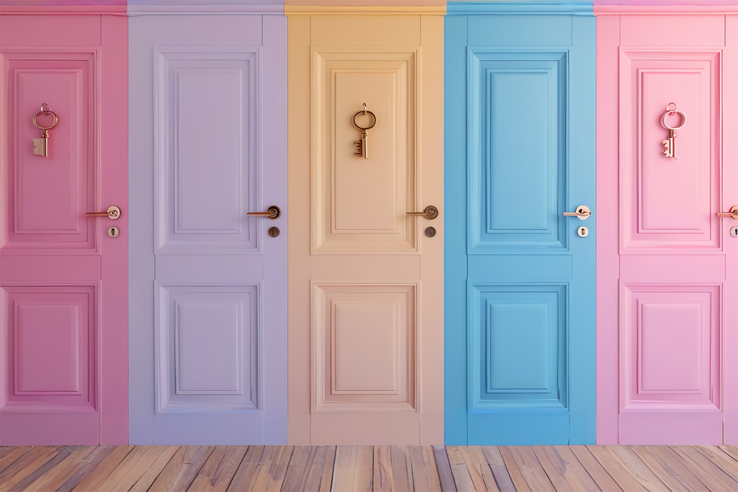 Vintage Wall Backdrop Vibrant Pastel Doors Backdrop CSH2-263