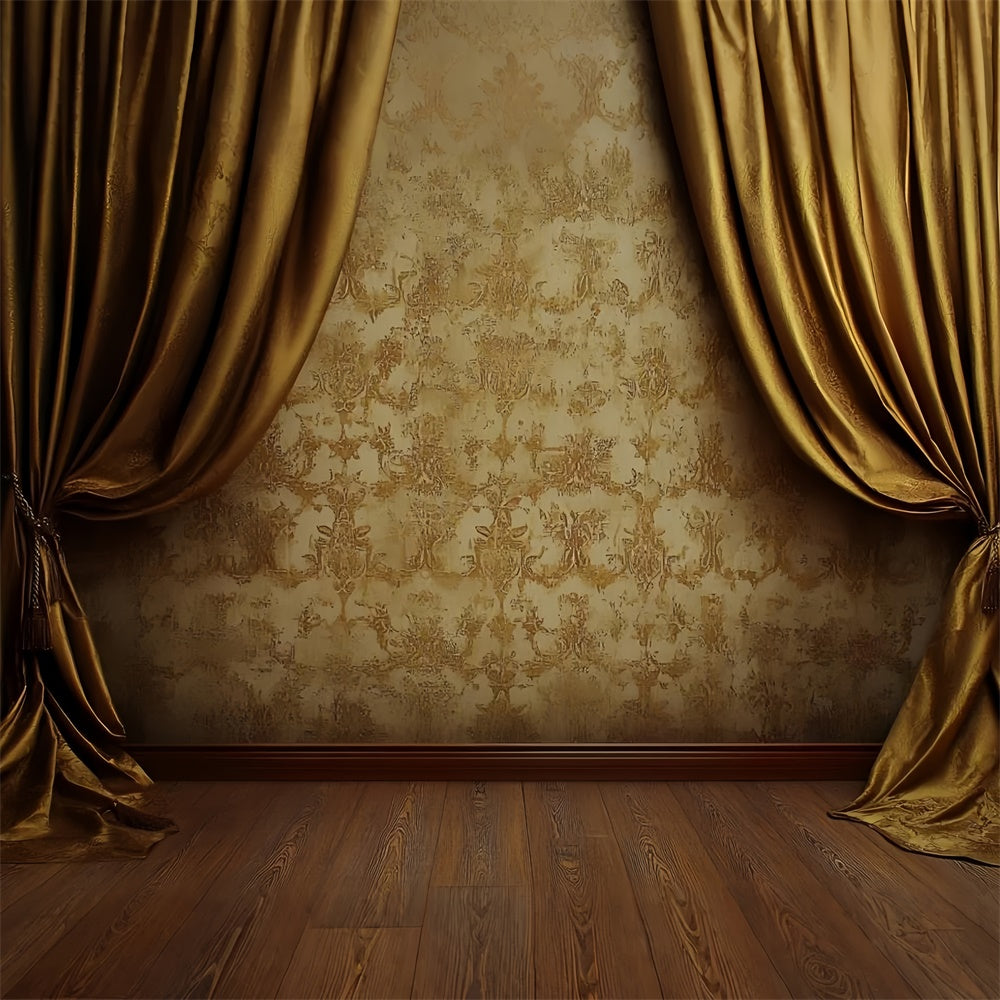 Vintage Wall Backdrop Golden Velvet Curtain Wall Backdrop CSH2-265