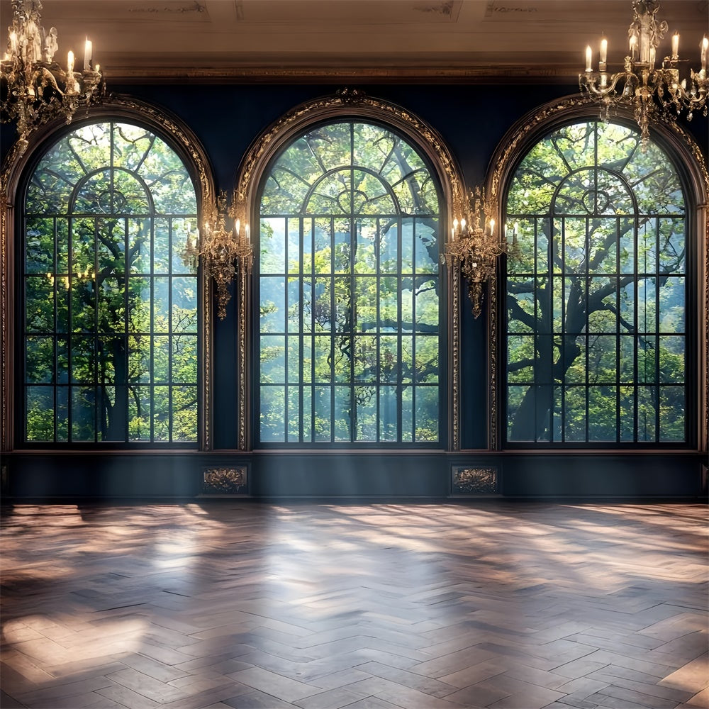 Vintage Wall Backdrop Chateau Manor Arched Windows Backdrop CSH2-270