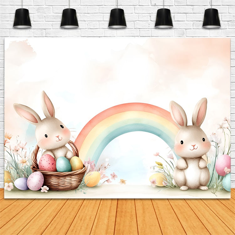 Easter Picture Backdrops Sweet Bunny Rainbow Delight Backdrop CSH2-77