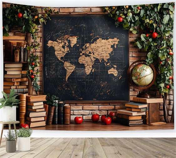 Back To School Photography Backdrop Antique Map Books Backdrop CSH3-12