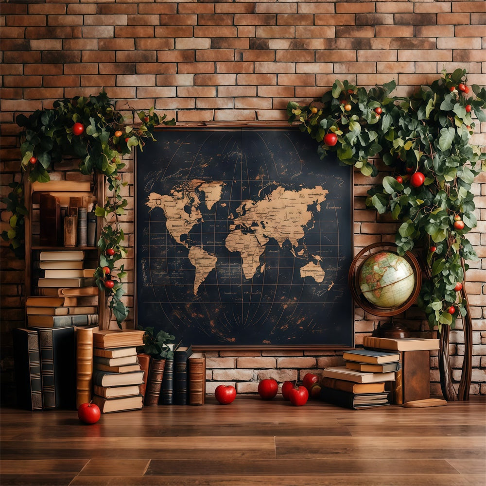 Back To School Photography Backdrop Antique Map Books Backdrop CSH3-12