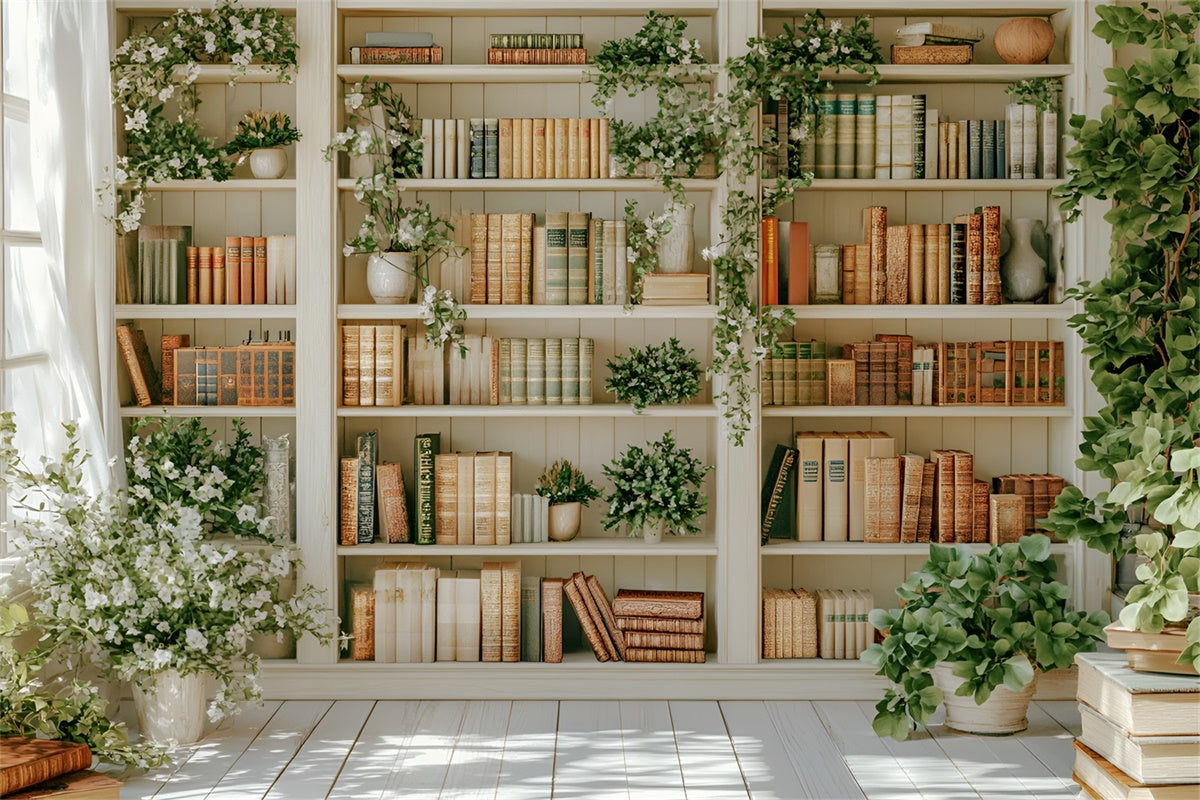 Back To School Backdrop Ideas Elegant Ivory Bookshelf Backdrop CSH3-13