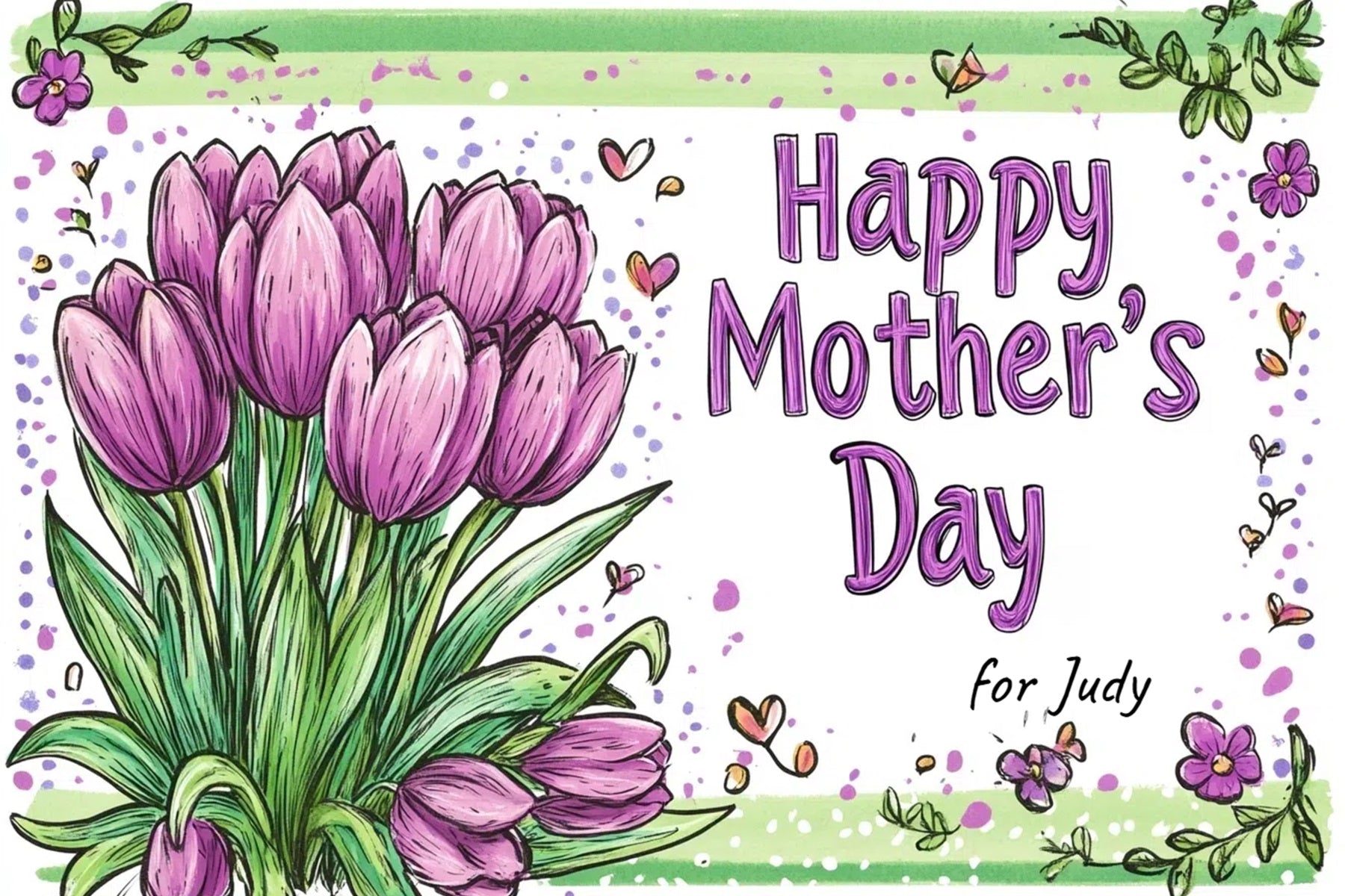 Backdrop For Mother's Day Hand-Painted Purple Tulips Personalised Backdrop CSH3-150