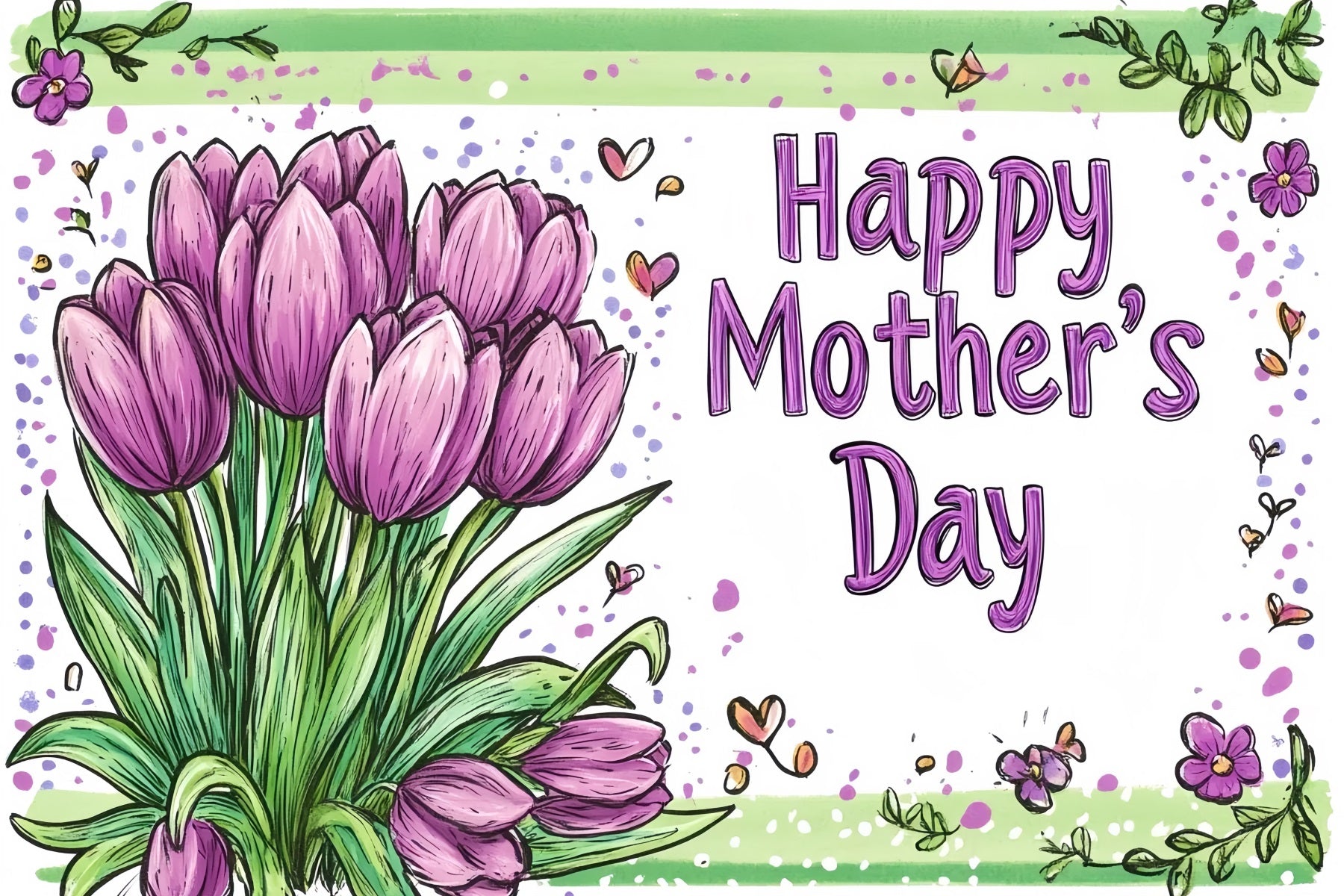 Backdrop For Mother's Day Hand-Painted Purple Tulips Personalised Backdrop CSH3-150