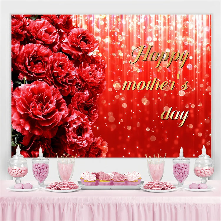 Mothers Day Photo Backdrops Red Carnation Glitter Custom Backdrop CSH3-156