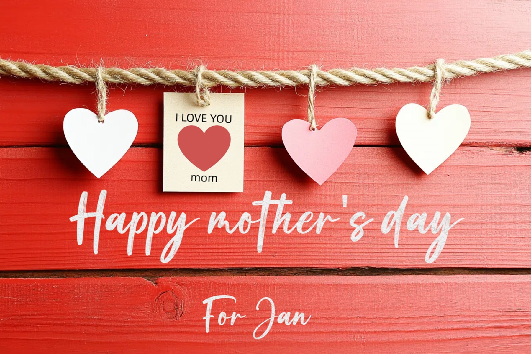 Mother's Day Photo Backdrops Red Wooden Hanging Hearts Custom Backdrop CSH3-176