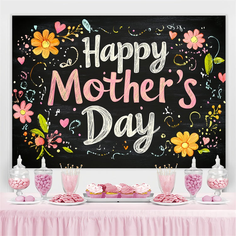 Mother's Day Backdrop Ideas Chalkboard Floral Customized Backdrop CSH3-177