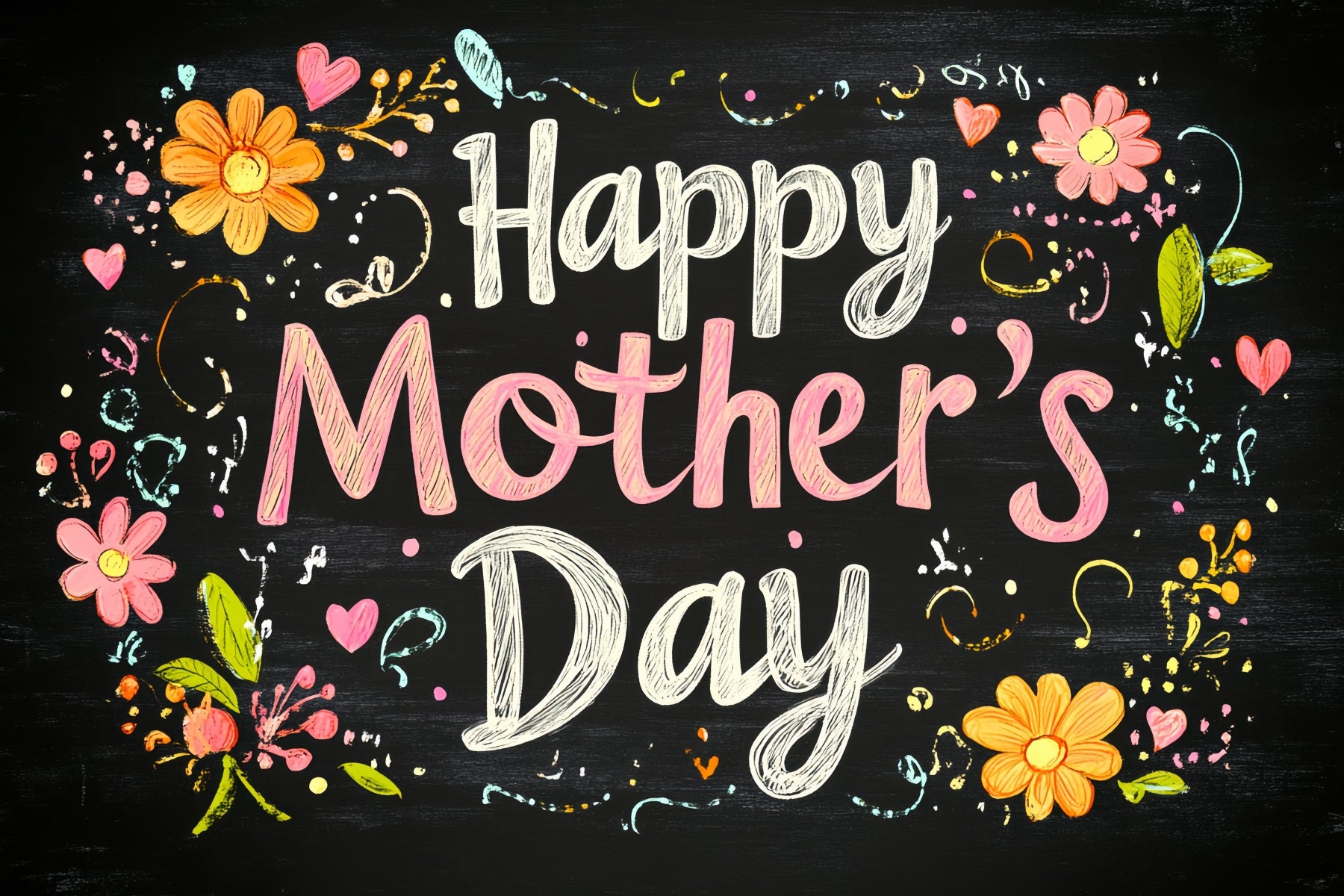 Mother's Day Backdrop Ideas Chalkboard Floral Customized Backdrop CSH3-177