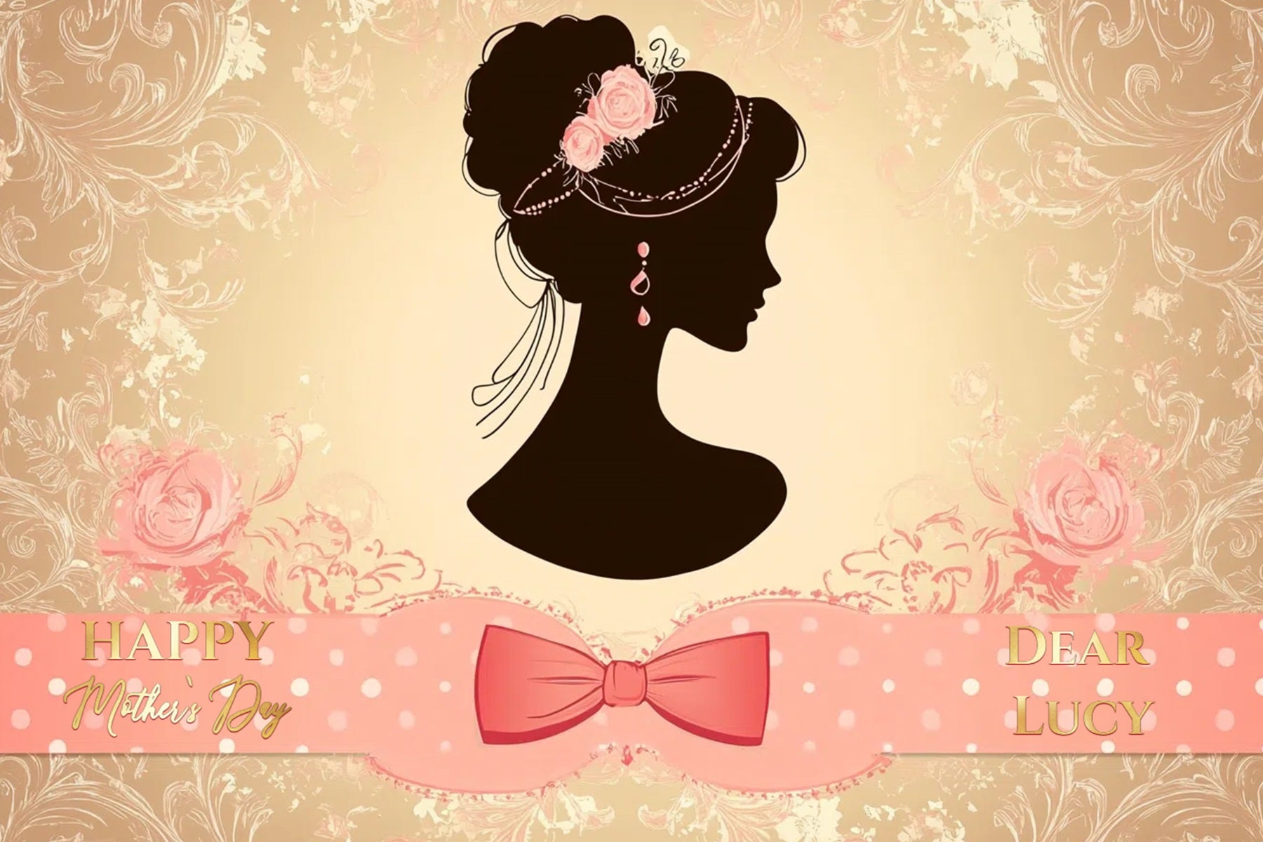 Backdrop For Mother's Day Vintage Glamour Silhouette Personalized Backdrop CSH3-179