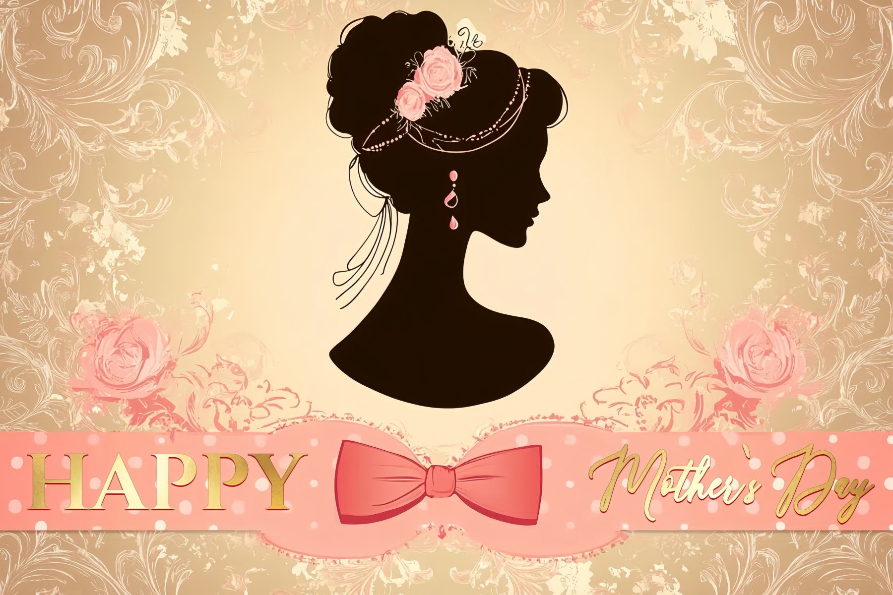 Backdrop For Mother's Day Vintage Glamour Silhouette Personalized Backdrop CSH3-179