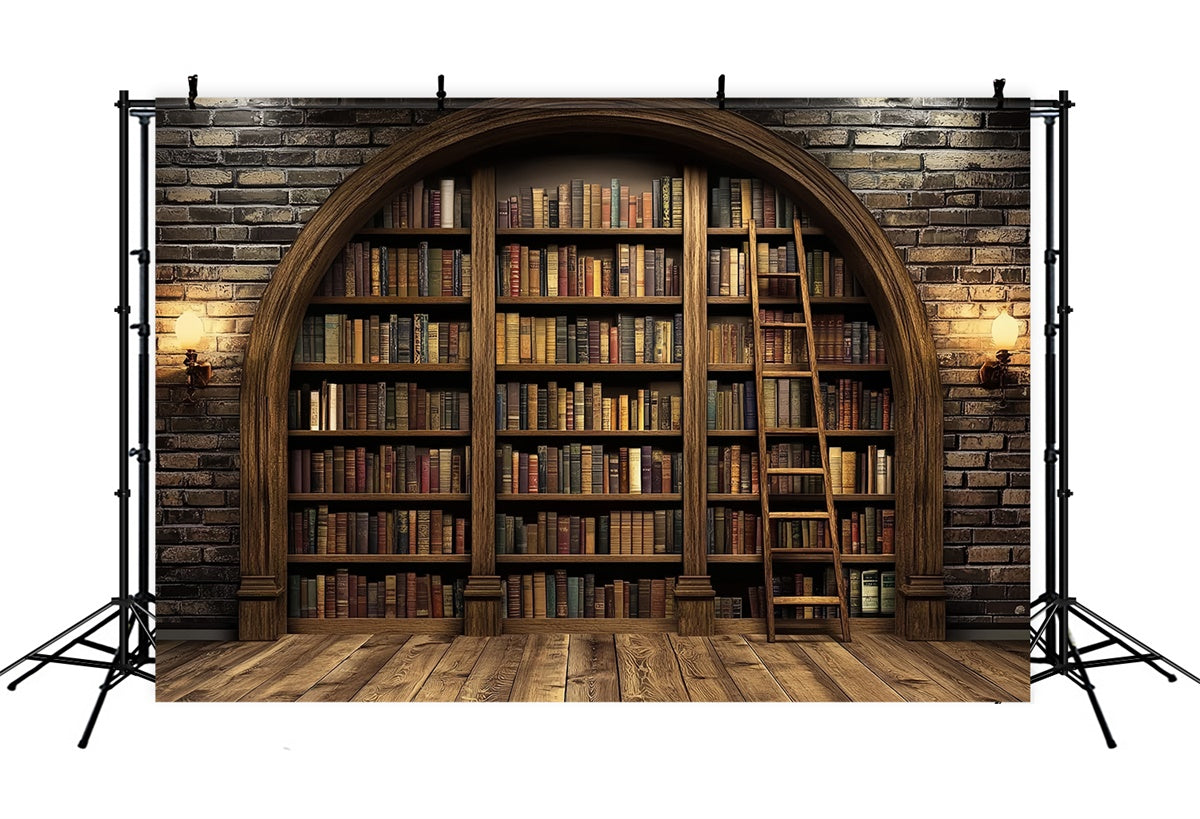 Back To School Backdrop Ideas Vintage Library Bookshelf Backdrop CSH3-18