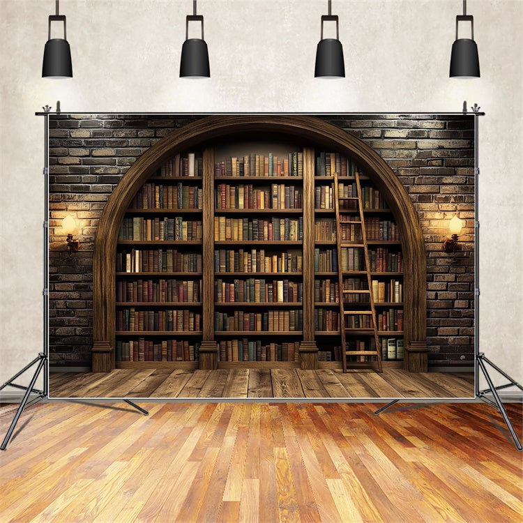 Back To School Backdrop Ideas Vintage Library Bookshelf Backdrop CSH3-18