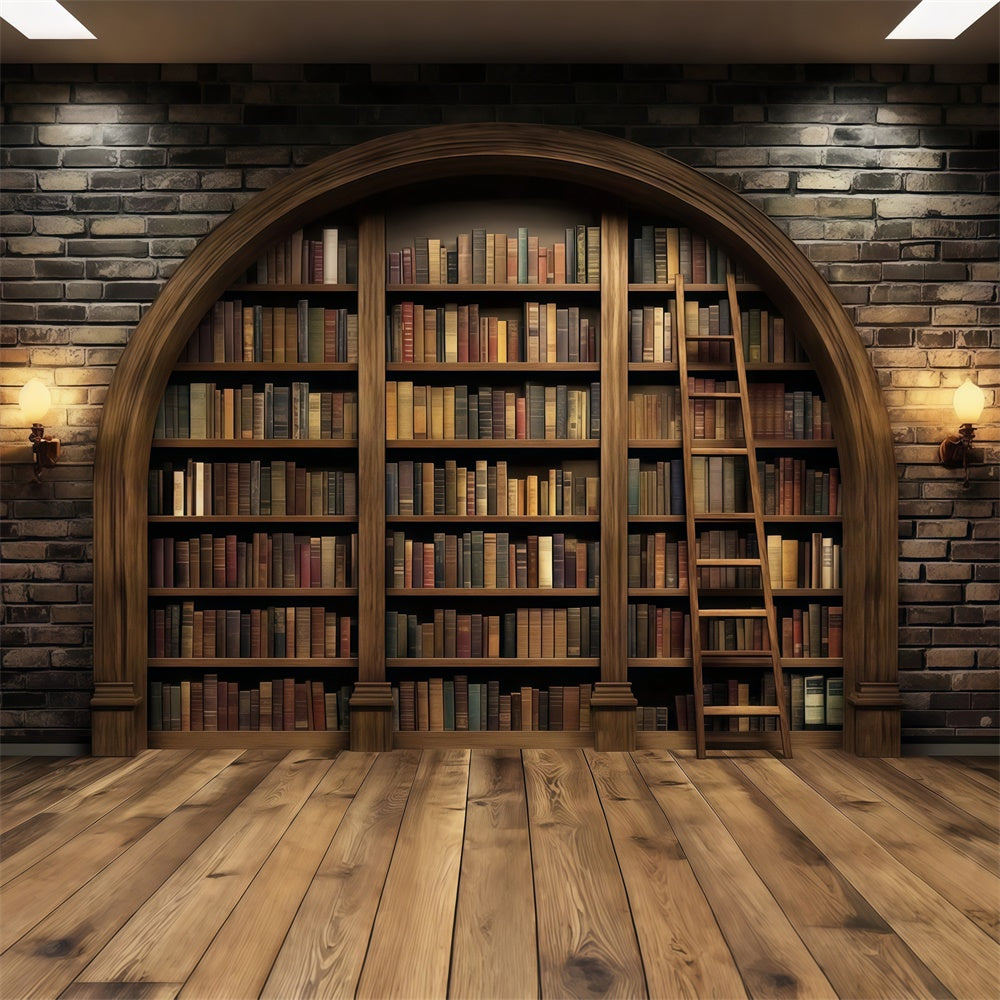 Back To School Backdrop Ideas Vintage Library Bookshelf Backdrop CSH3-18