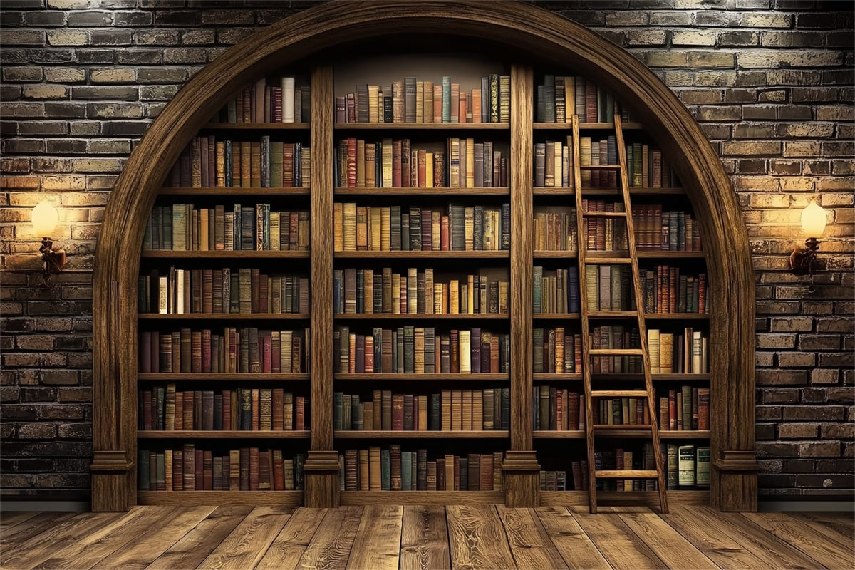 Back To School Backdrop Ideas Vintage Library Bookshelf Backdrop CSH3-18