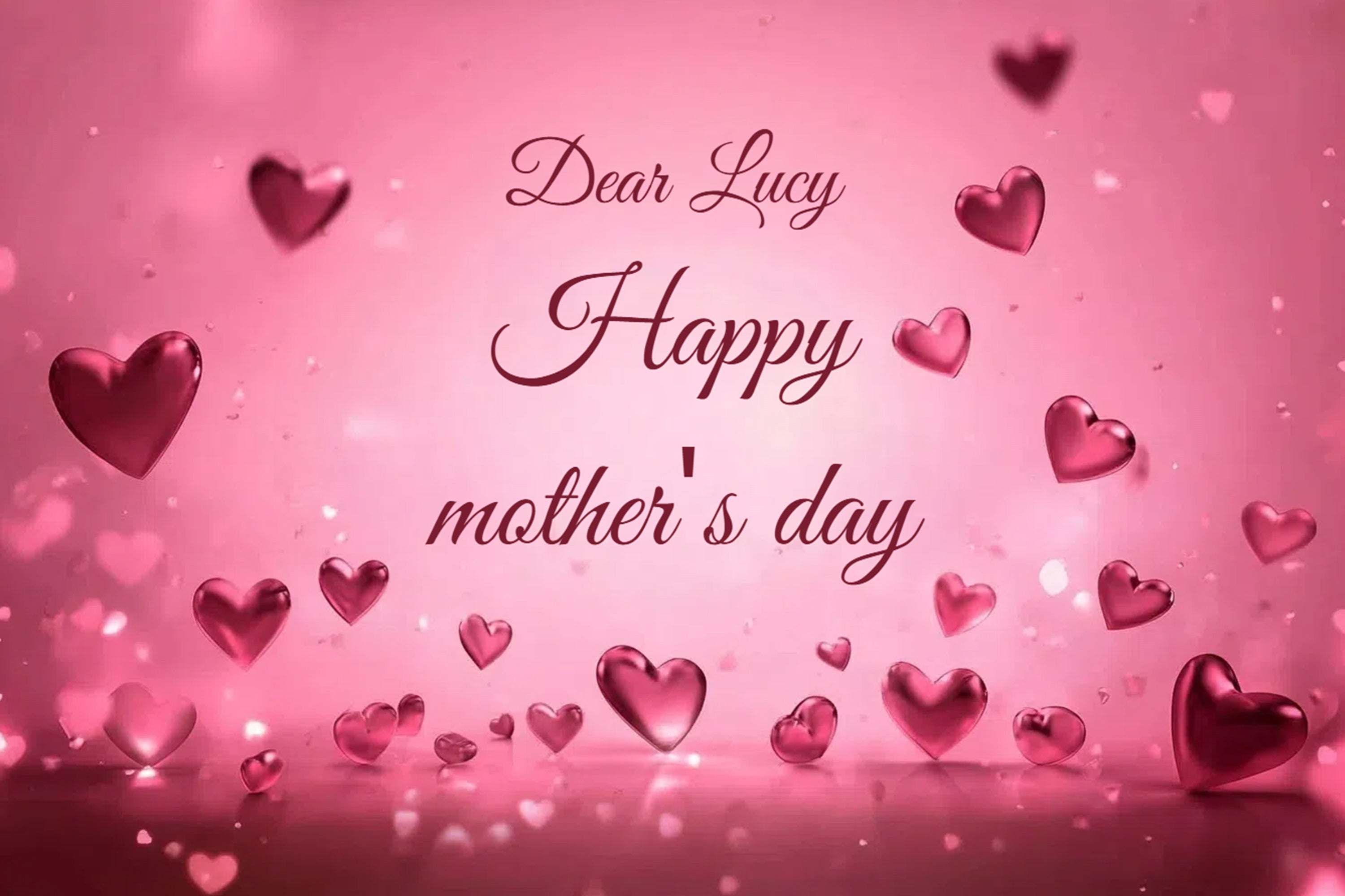 Mothers Day Photo Backdrops Pink Floating Hearts Customized Backdrop CSH3-185