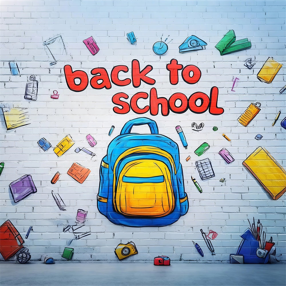 Back To School Photo Backdrop Graffiti Style Art Wall Backdrop CSH3-20