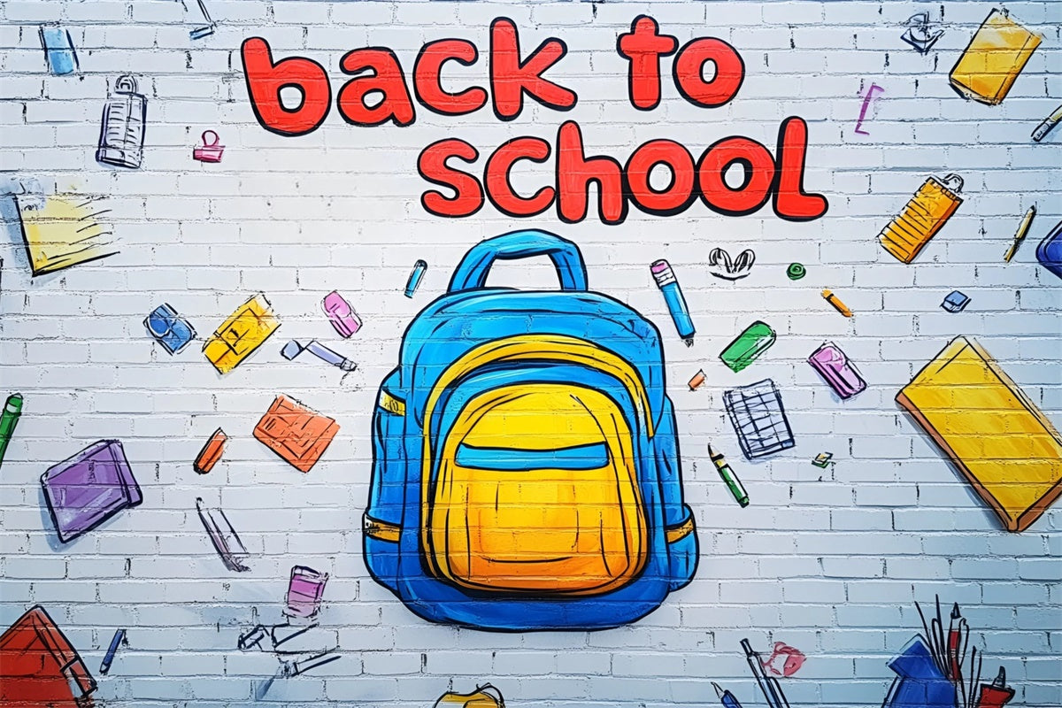 Back To School Photo Backdrop Graffiti Style Art Wall Backdrop CSH3-20