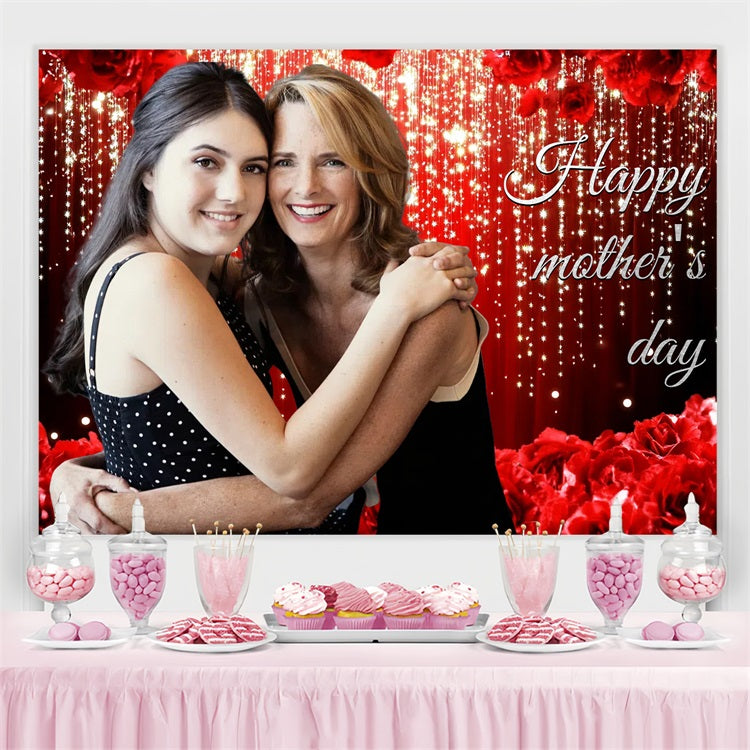 Mother's Day Backdrop Ideas Glittering Red Heartfelt Personalised Backdrop CSH3-204