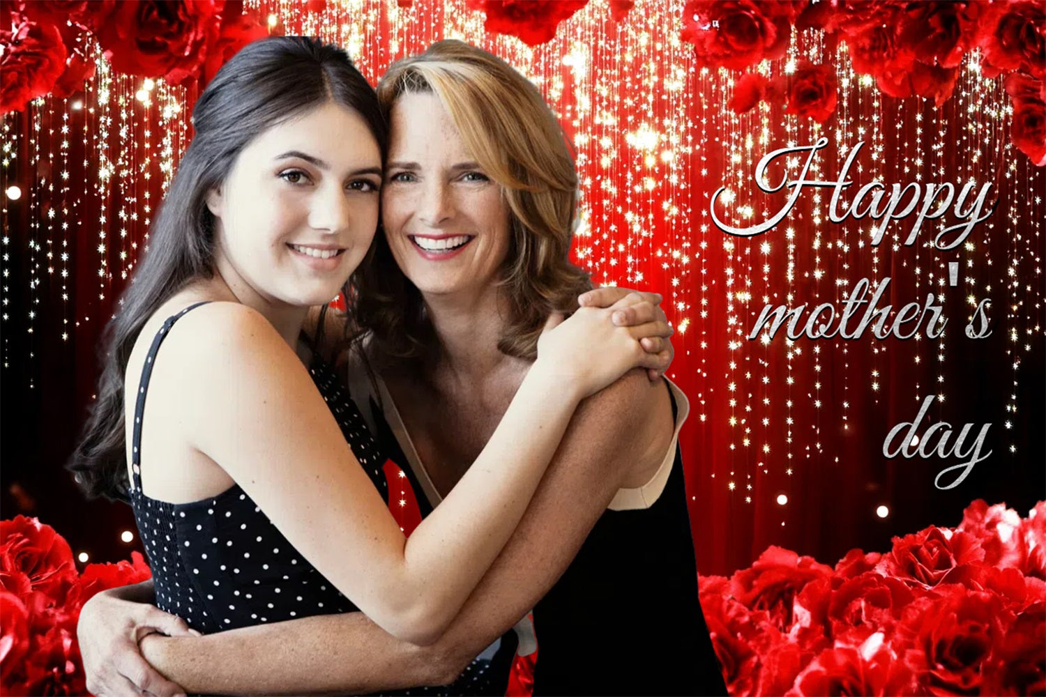 Mother's Day Backdrop Ideas Glittering Red Heartfelt Personalised Backdrop CSH3-204