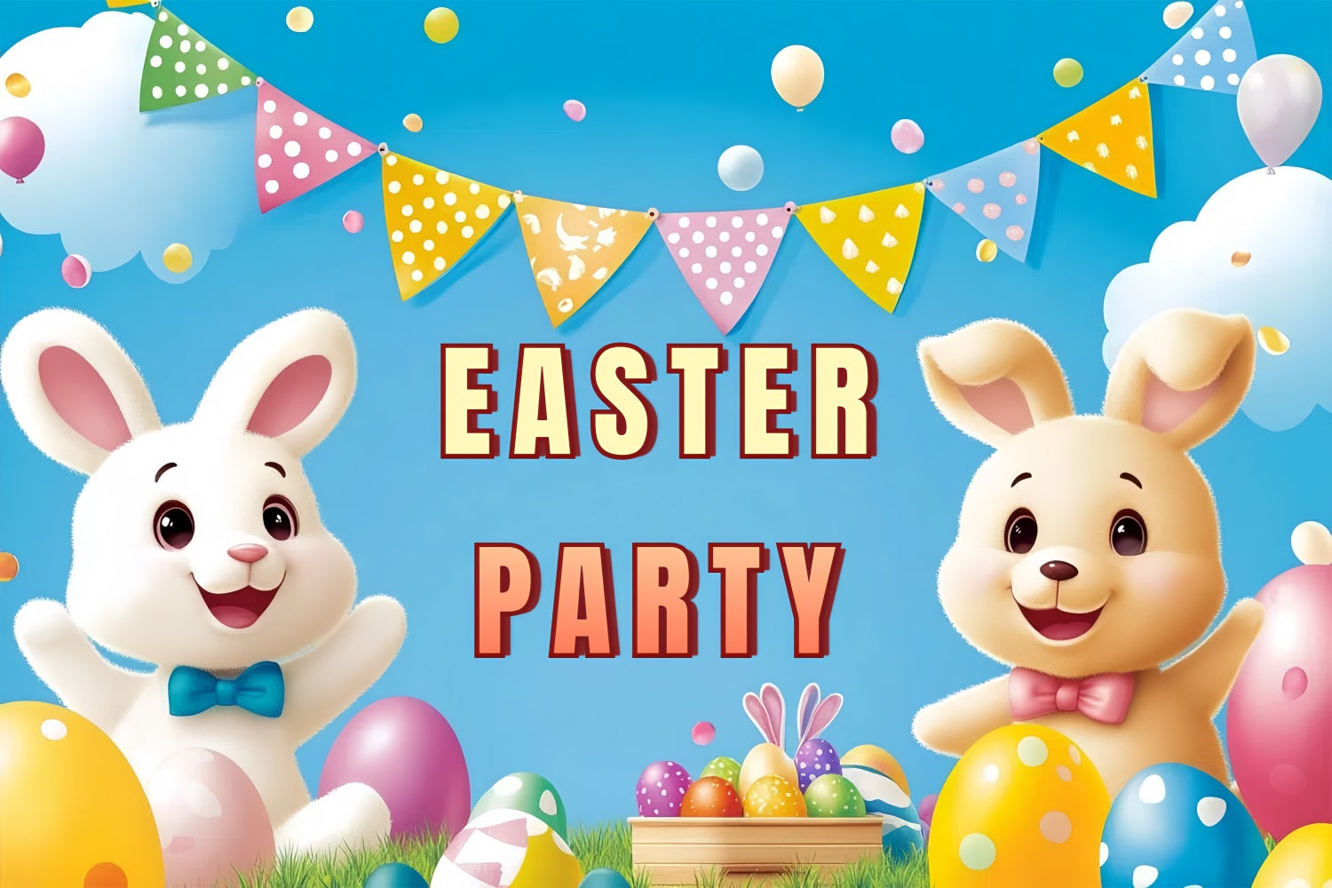 Easter Bunny Backdrops Adorable Bunny Celebration Customized Backdrop CSH3-233