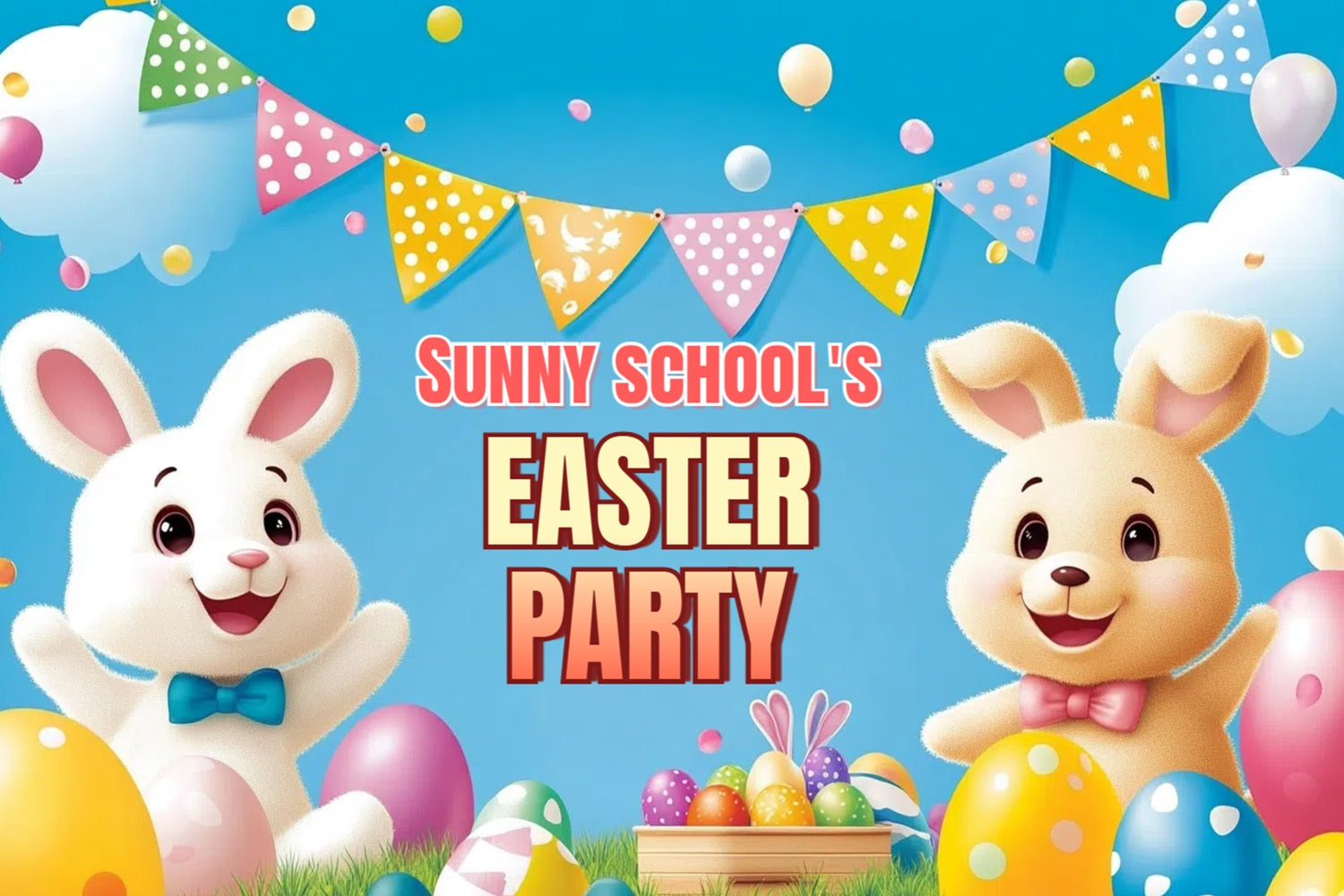 Easter Bunny Backdrops Adorable Bunny Celebration Customized Backdrop CSH3-233