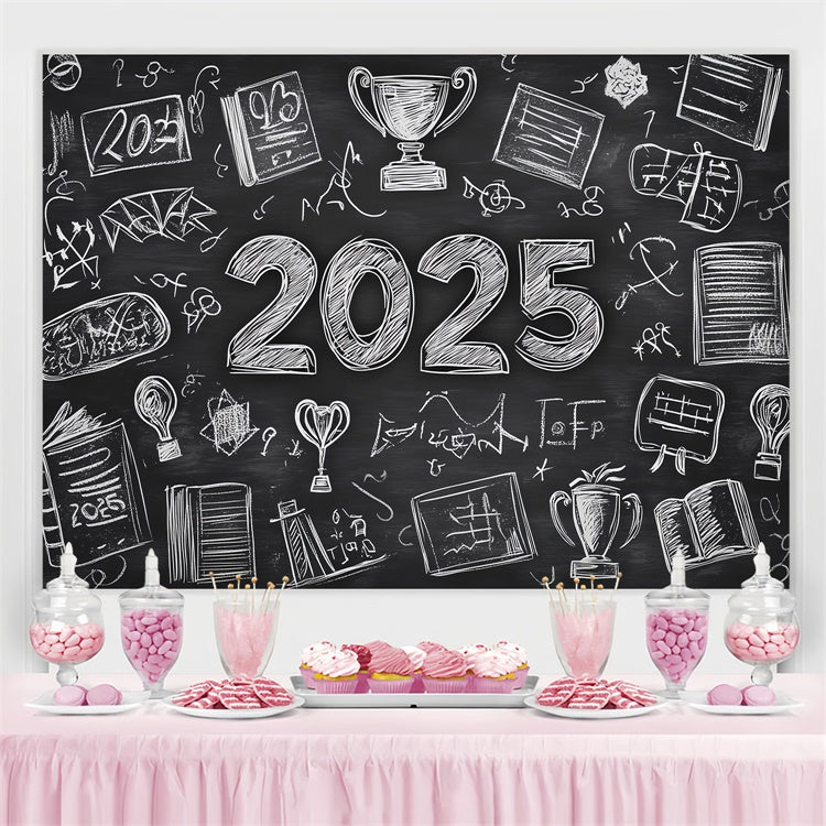 Backdrops For Graduation Chalkboard Sketch Graduation Party Backdrop CSH3-238