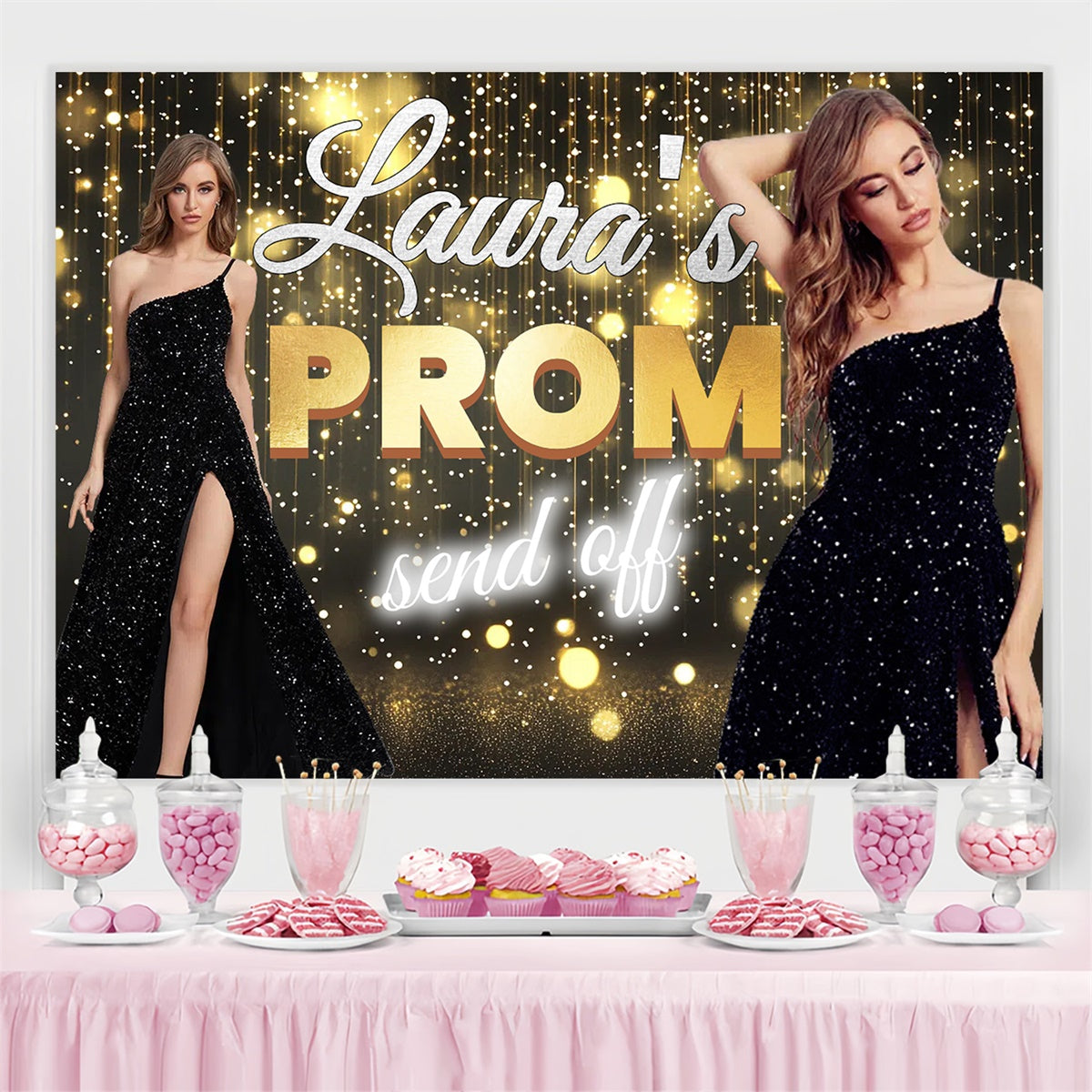 Prom Backdrop Elegant Lights Prom Graduation Party Personalized Backdrop CSH3-257