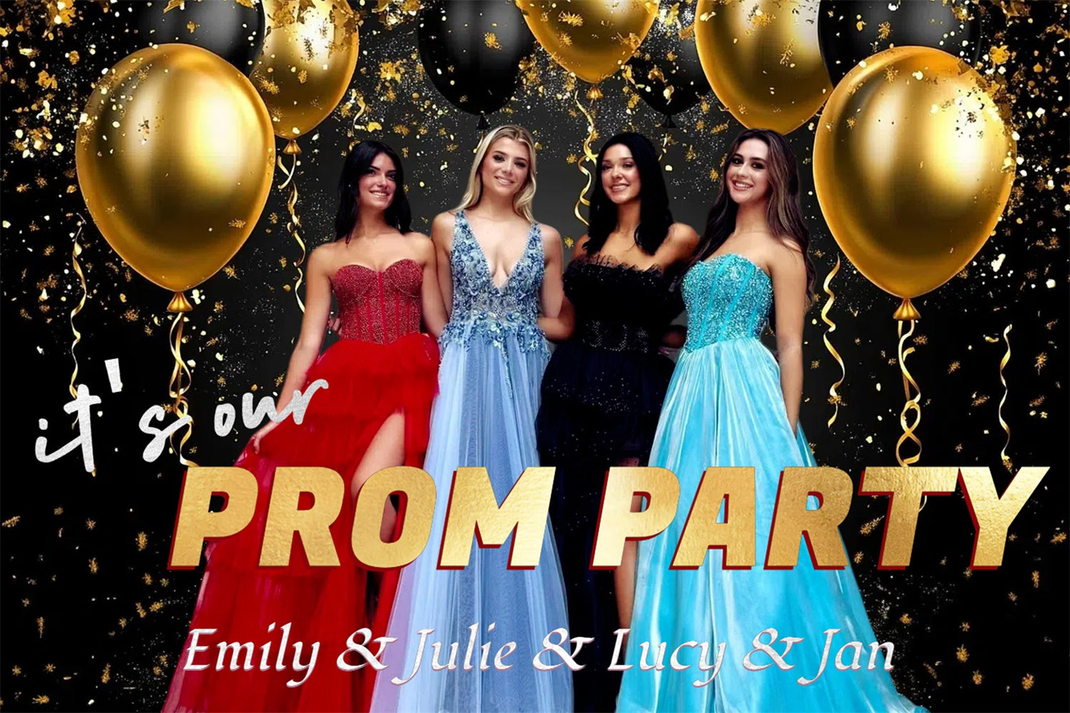 Prom Photo Backdrop Golden Confetti Prom Graduation Party Custom Backdrop CSH3-260