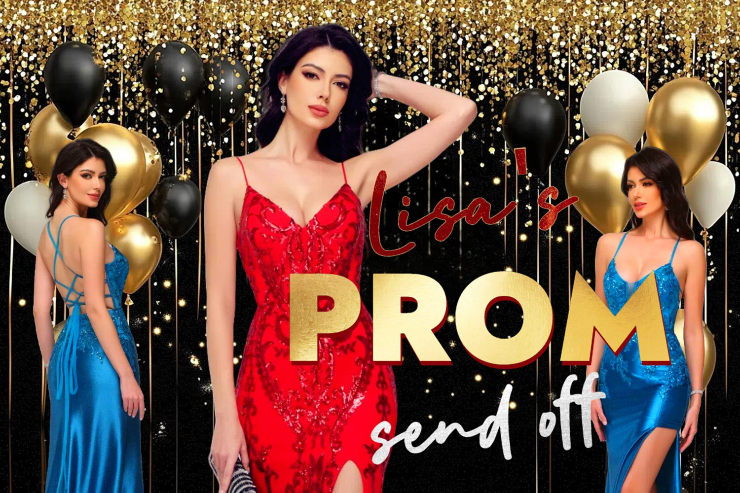 Prom 2025 Backdrop Gold Sparkle Graduation Party Customized Backdrop CSH3-262