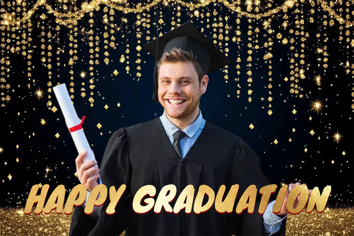 Custom Graduation Backdrops Sparkle Hanging Lights Graduation Party Backdrop CSH3-263