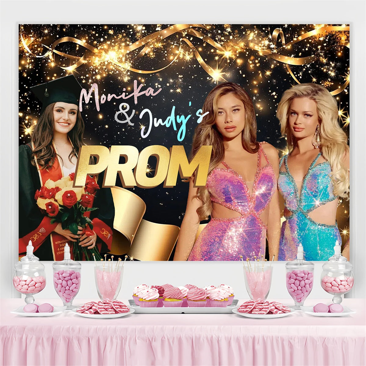 Prom Backdrop Ideas Glitter Prom Graduation Party Personalized Backdrop CSH3-268