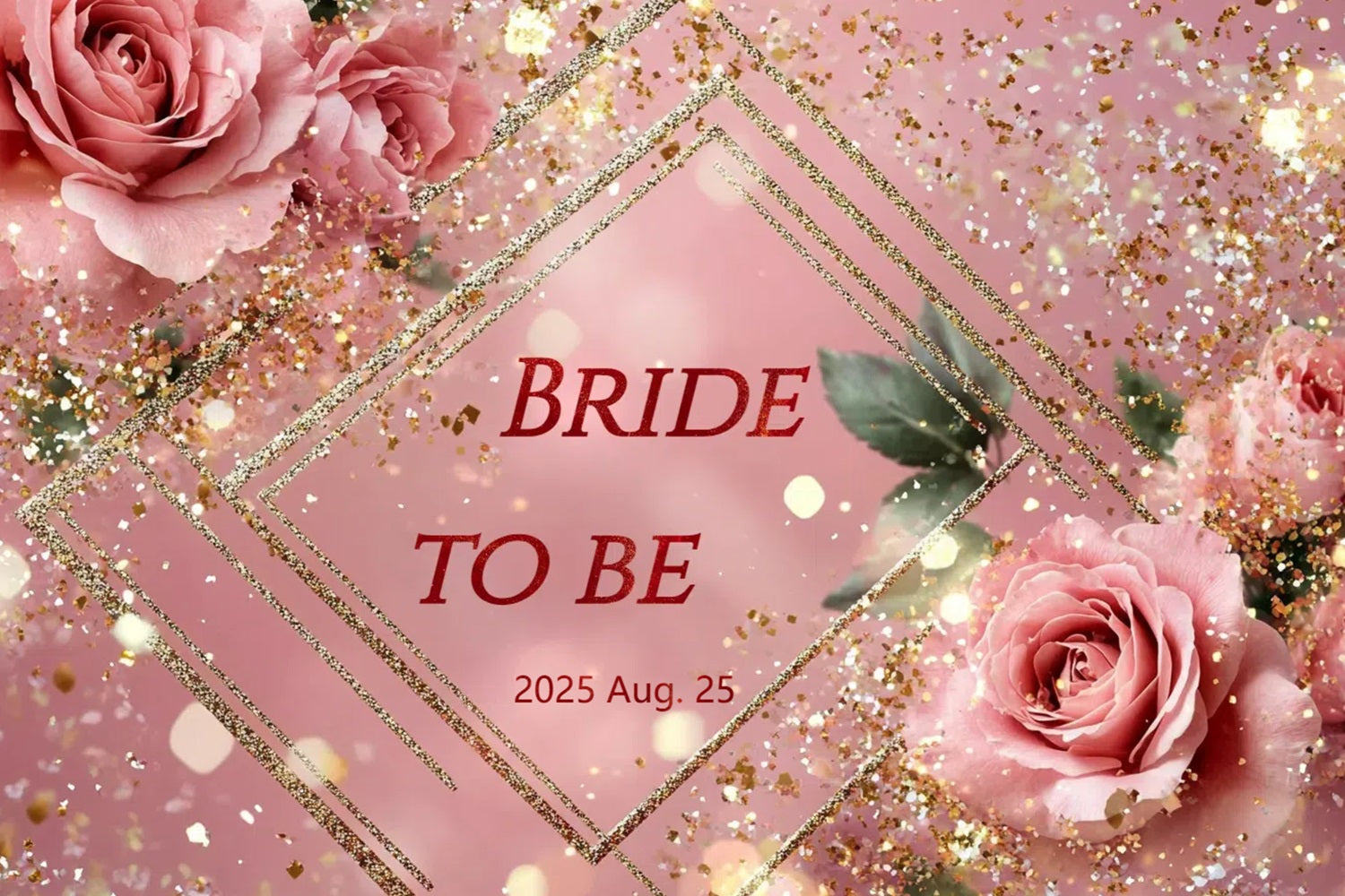 Bridal Shower Backdrop Sparkling Rose Personalized Backdrop CSH3-272