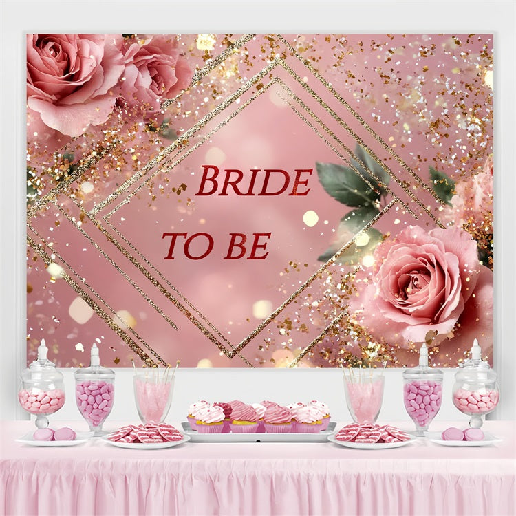 Bridal Shower Backdrop Sparkling Rose Personalized Backdrop CSH3-272