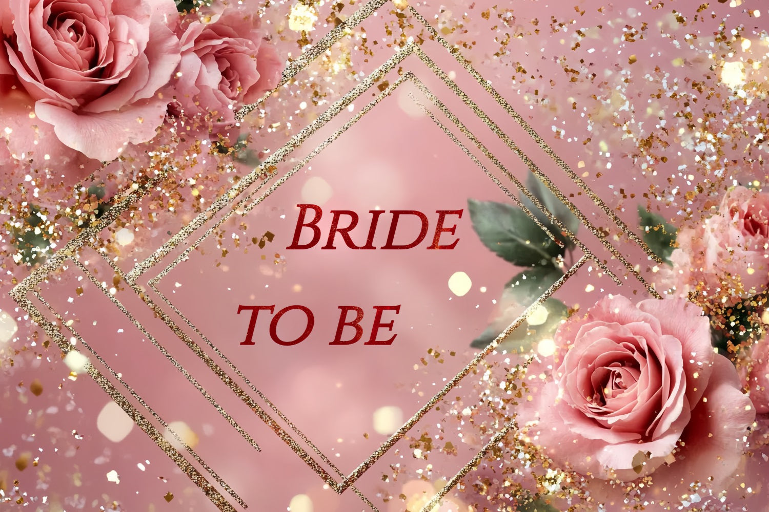 Bridal Shower Backdrop Sparkling Rose Personalized Backdrop CSH3-272