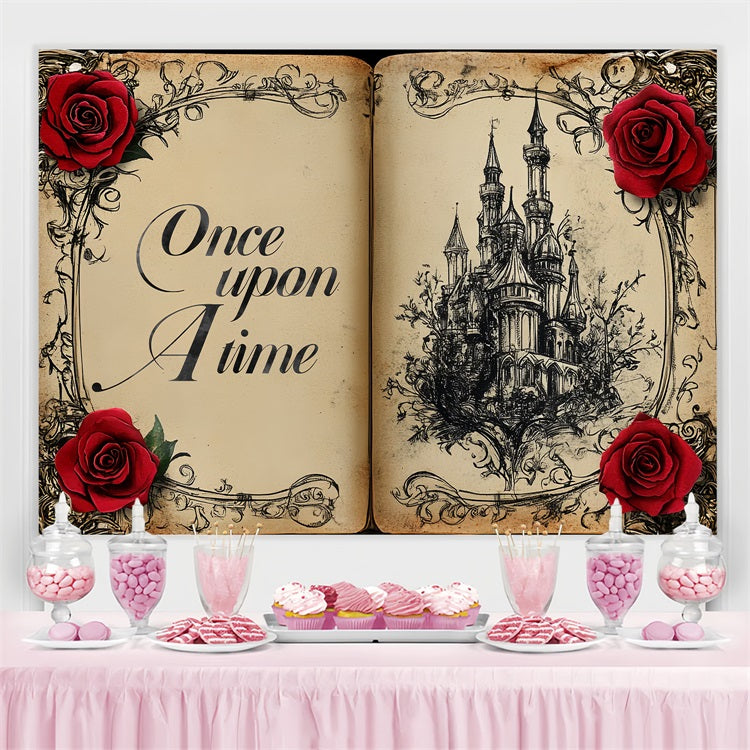 Wedding Backdrop Ideas Storybook Rose Castle Customized Backdrop CSH3-273