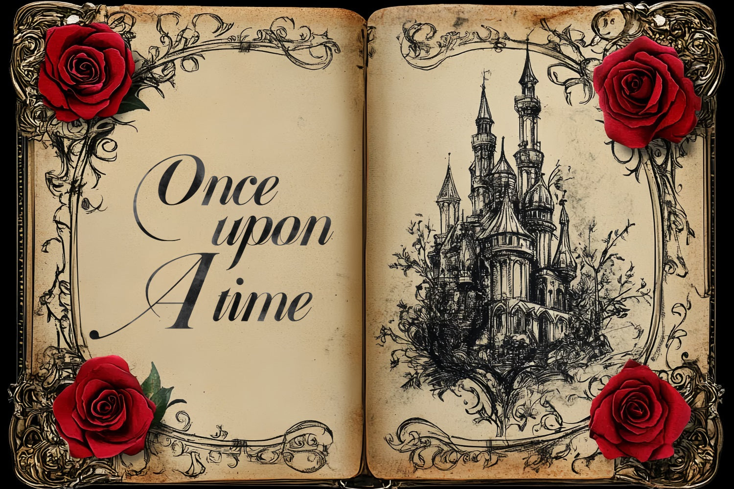 Wedding Backdrop Ideas Storybook Rose Castle Customized Backdrop CSH3-273