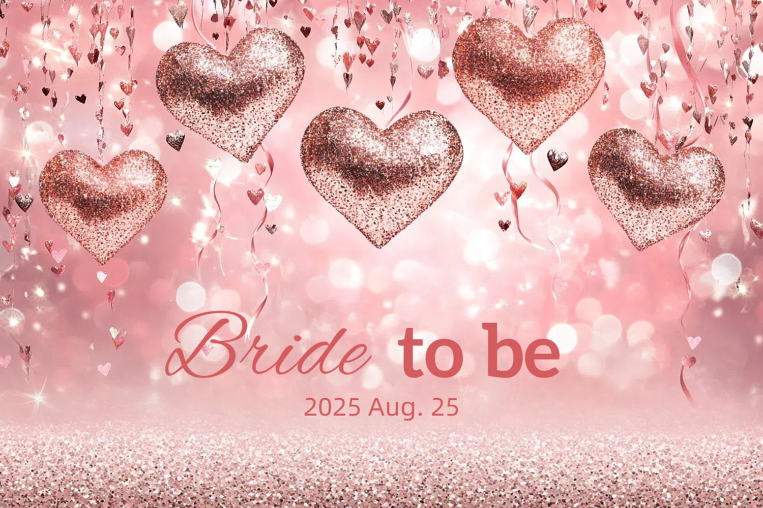 Bridal Shower Backdrops Glitter Hearts Personalised Backdrop CSH3-274