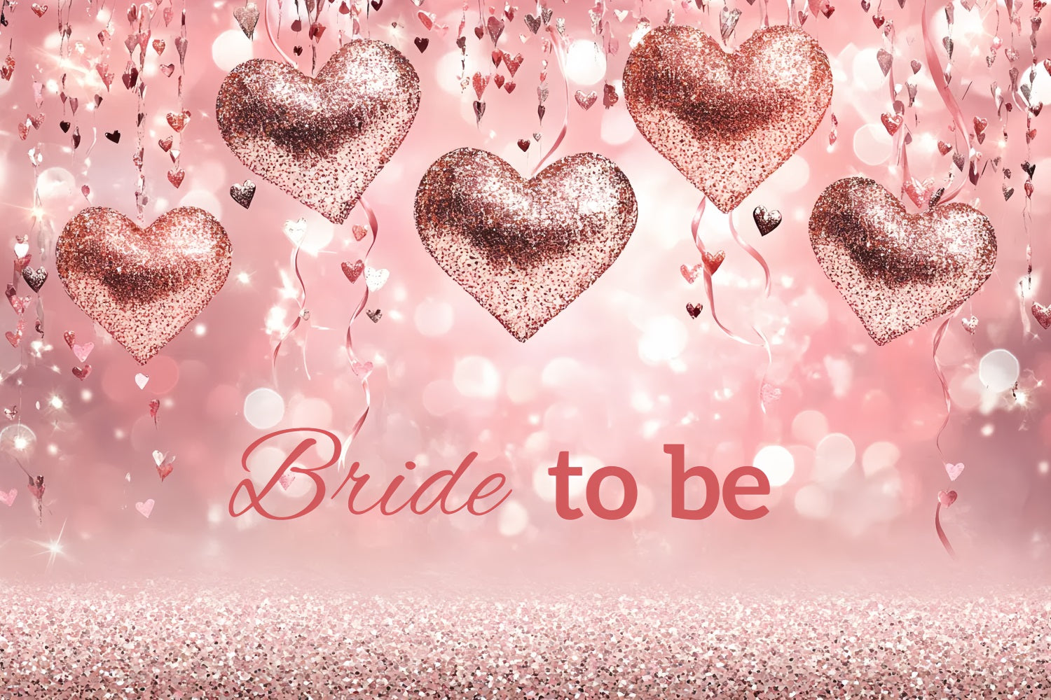 Bridal Shower Backdrops Glitter Hearts Personalised Backdrop CSH3-274