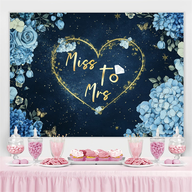Bridal Shower Photo Backdrops Blue Floral Custom Backdrop CSH3-275