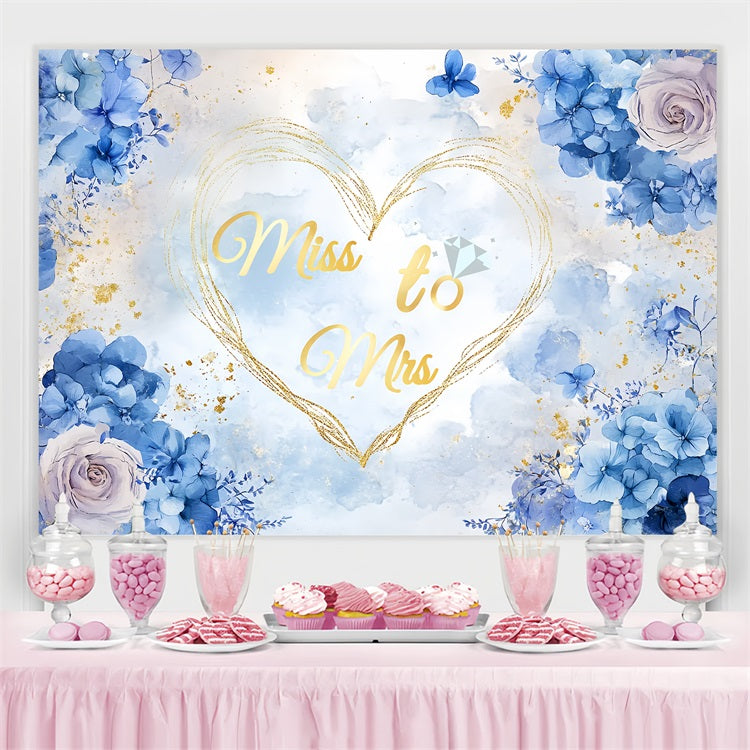 Backdrops For Bridal Shower Gold Heart Watercolor Personalized Backdrop CSH3-276