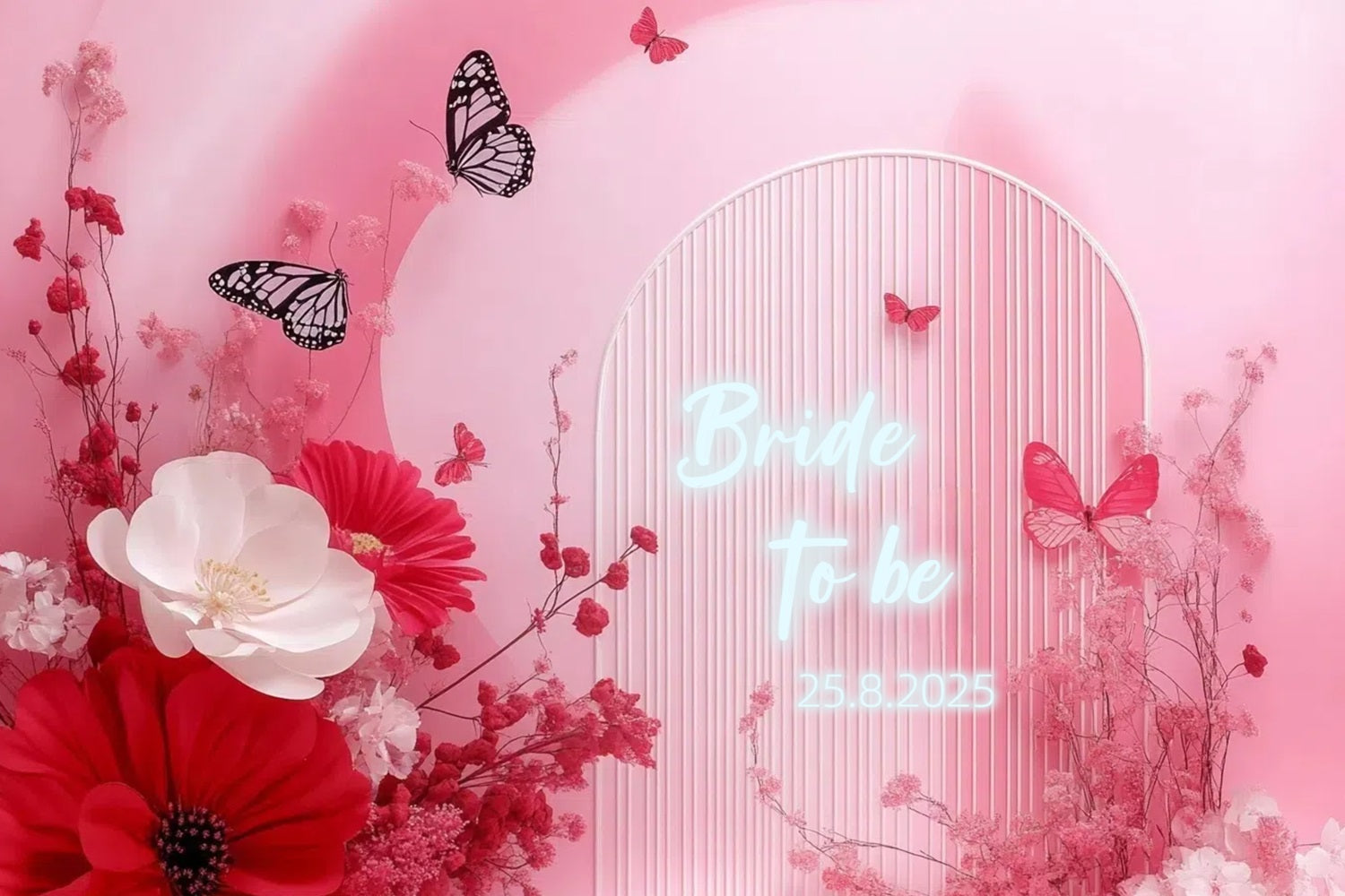 Bridal Shower Backdrops Pink Archway Floral Custom Backdrop CSH3-277