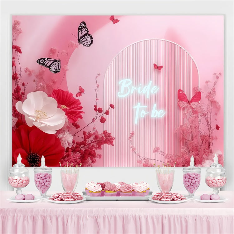 Bridal Shower Backdrops Pink Archway Floral Custom Backdrop CSH3-277