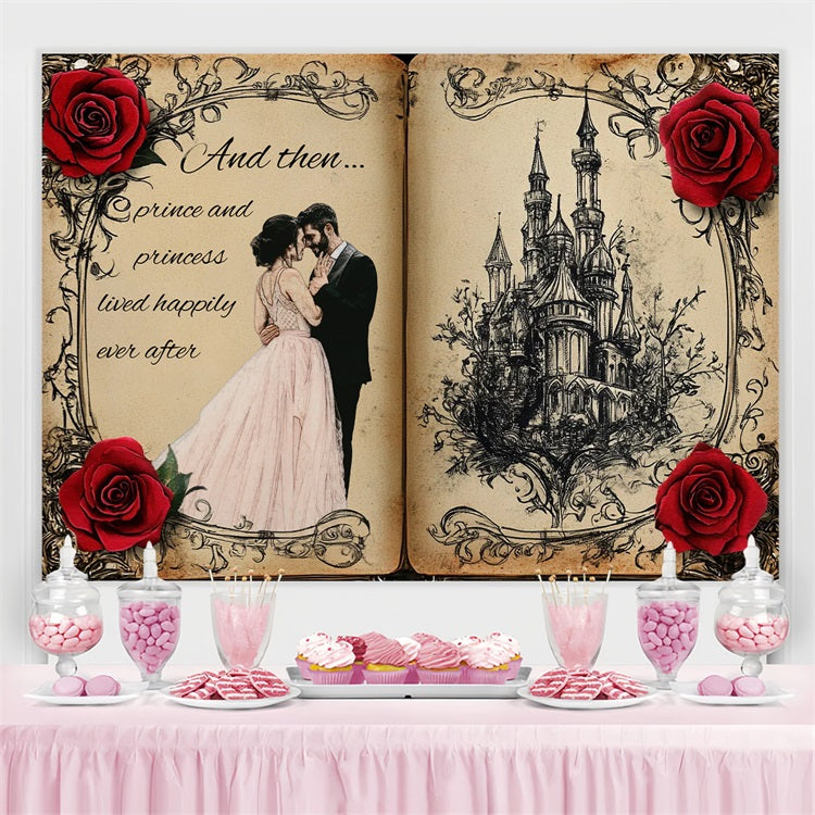 Backdrop Wedding Enchanted Rose Castle Customized Backdrop CSH3-279