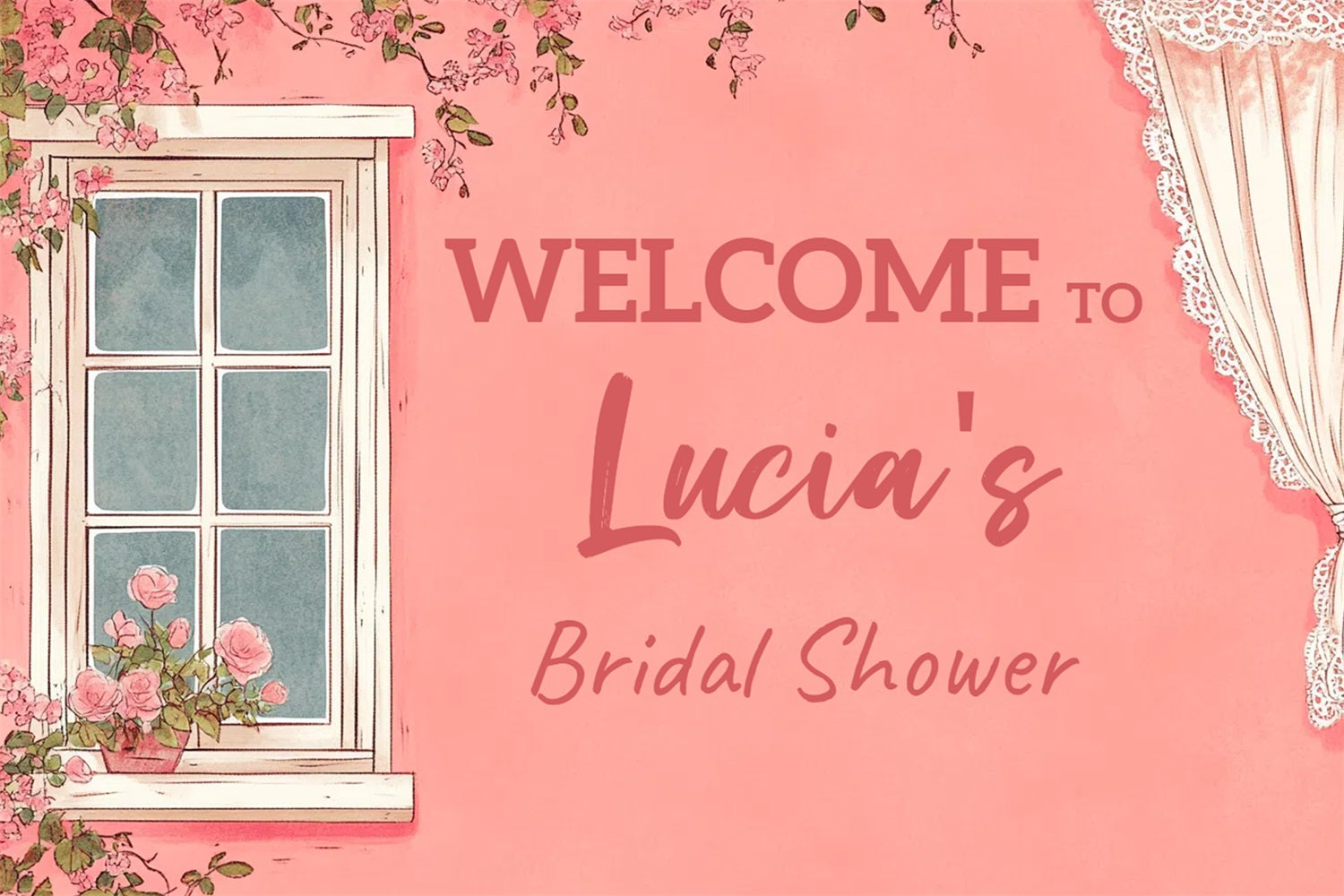 Bridal Shower Backdrops Floral Window Personalized Backdrop CSH3-282