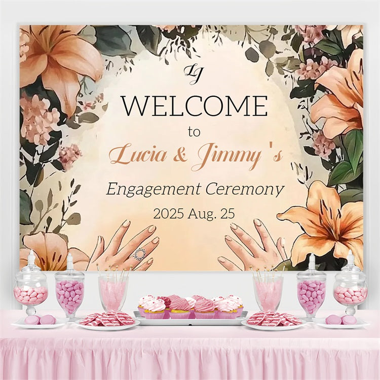 Wedding Ceremony Backdrop Floral Engagement Personalised Backdrop CSH3-288