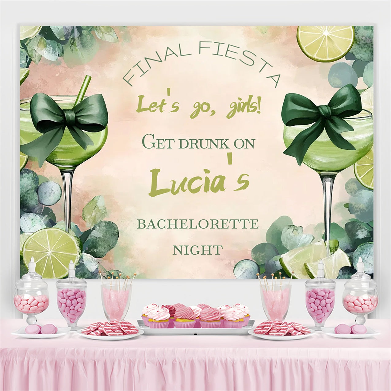 Bridal Shower Picture Backdrop Bachelorette Cocktail Fiesta Personalised Backdrop CSH3-292