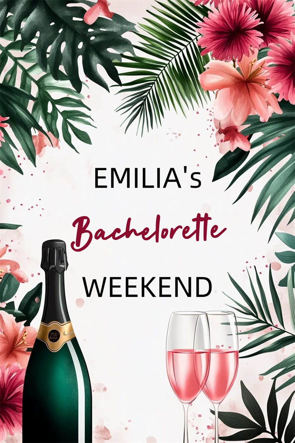 Photo Backdrop For Bridal Shower Bachelorette Champagne Custom Backdrop CSH3-293