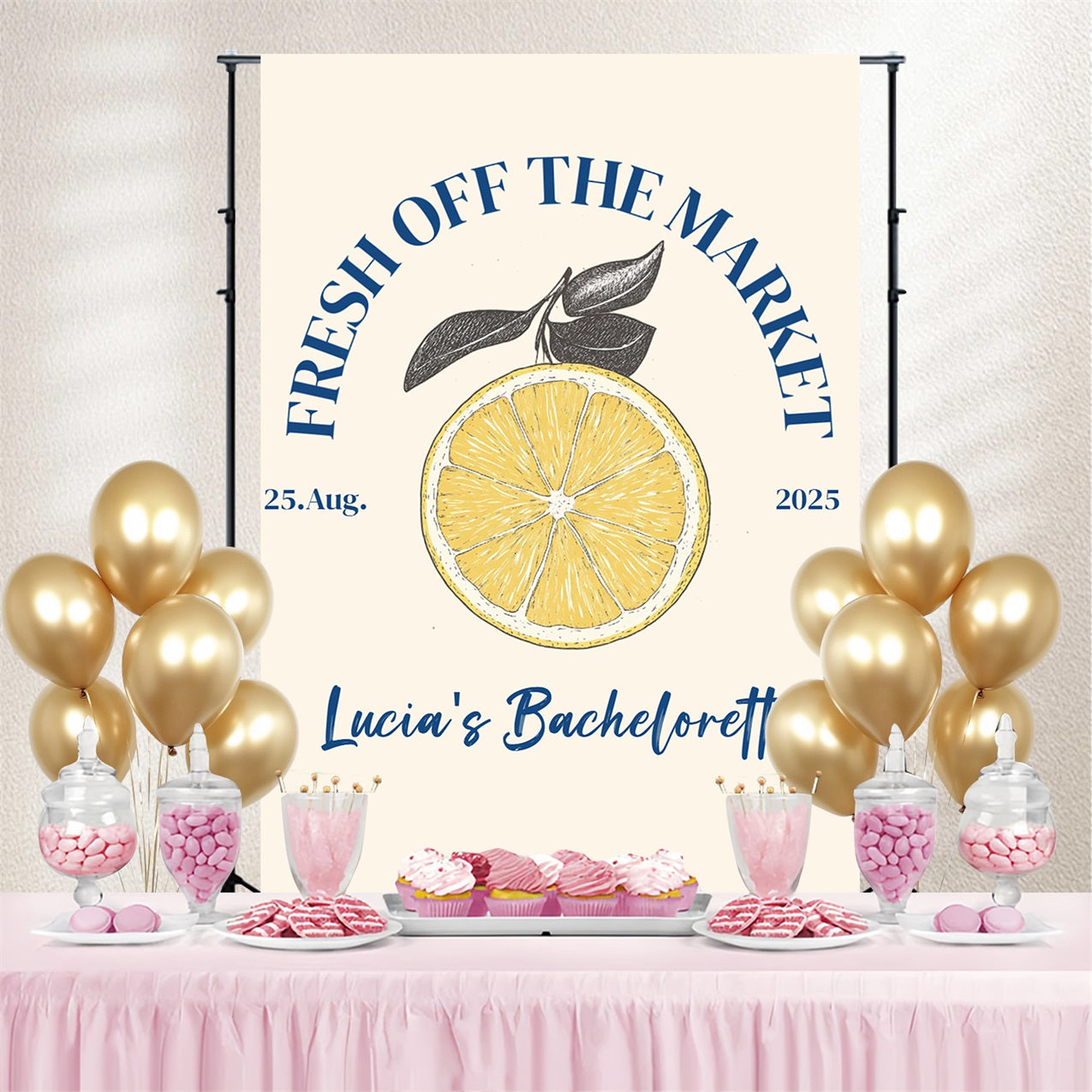 Bridal Shower Reception Backdrop Lemon Love Bachelorette Custom Backdrop CSH3-294